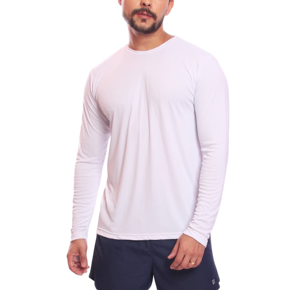 Camiseta Manga Longa Masculina Dry Proteção UV Básica Lisa Academia Treino Fitness