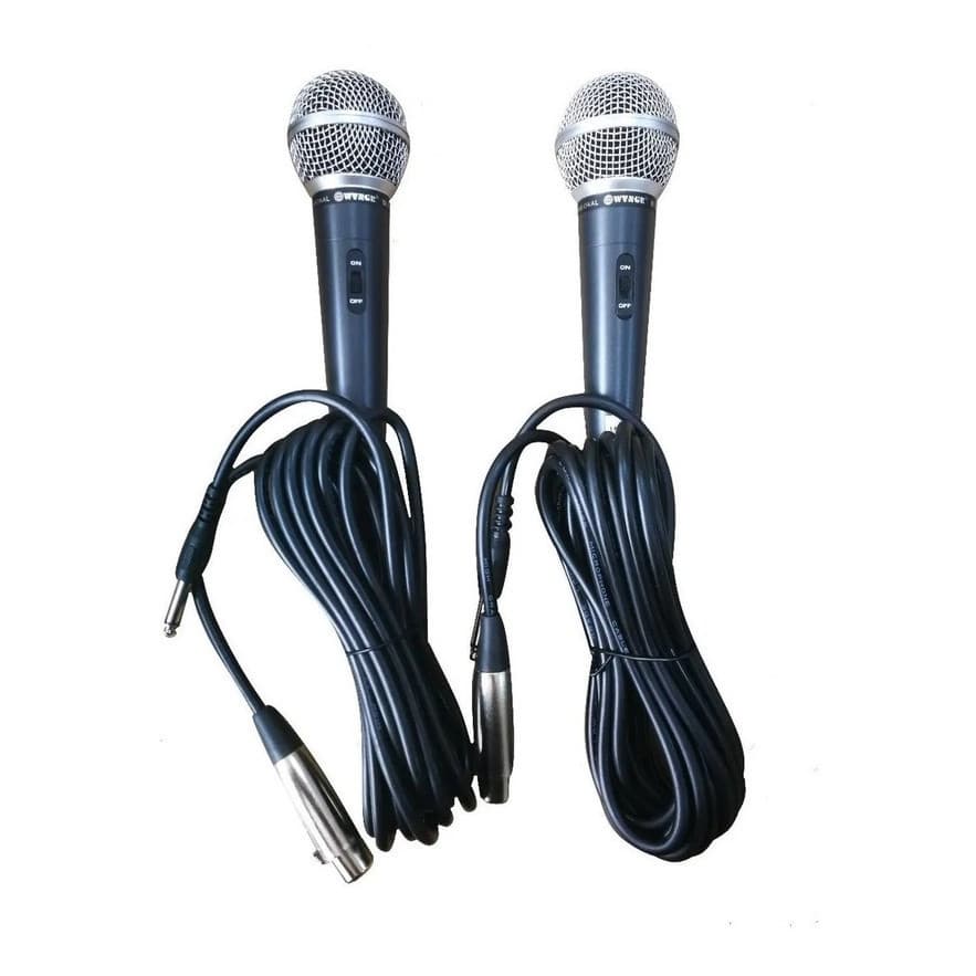 2pç Microfone SM-58 Com Fio Dinâmico Profissional Metal Cabo 5mts