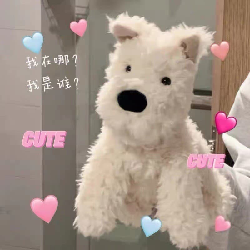 British West Highland cão boneca simulação cão brinquedo de pelúcia rabiscado cachorro boneca menina coração boneca conf