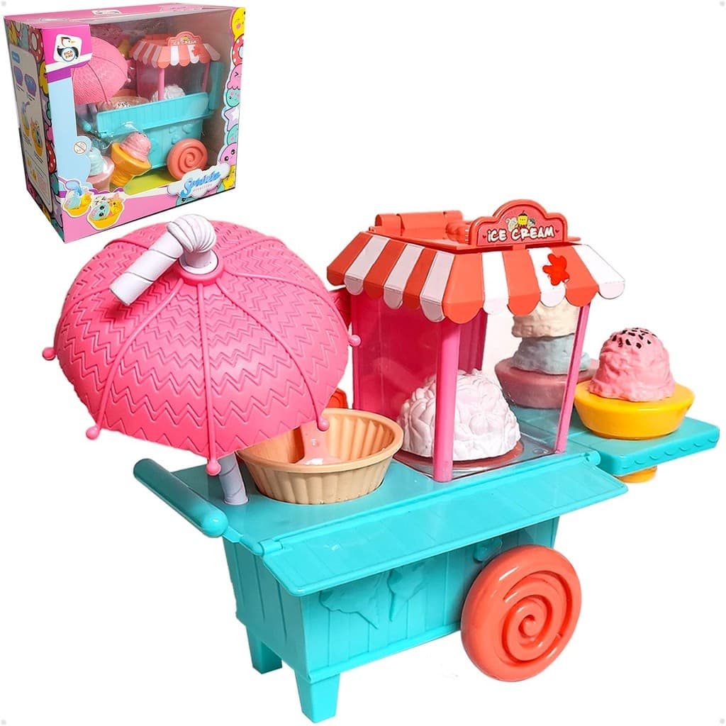 Brinquedo Infantil Mini Carrinho De Sorvete C/8 Peças