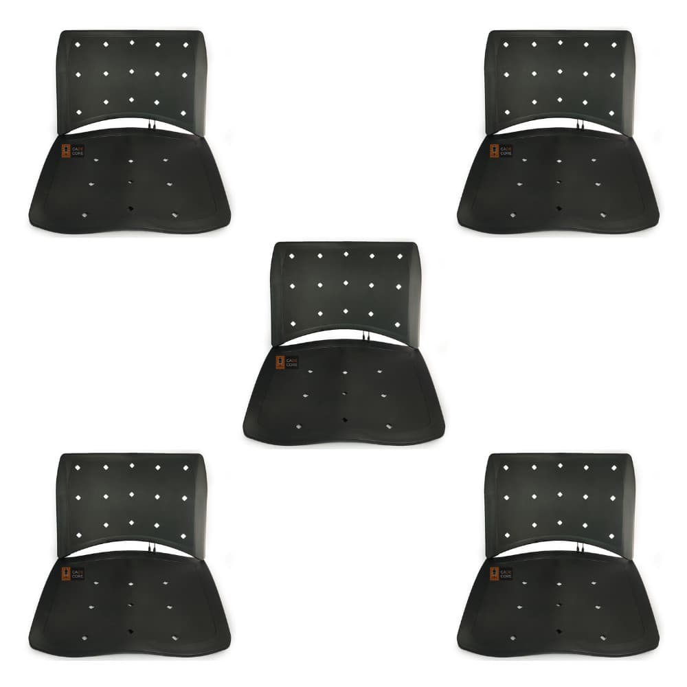 KIT 5 Assento/Encosto em Plastico Preto Ergoplax Iso Polipropileno Cadeira Fixa Escritório