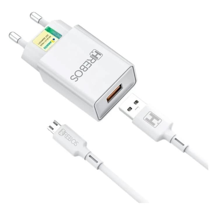 Carregador Completo Para Micro USB V8 Fonte e Cabo Hrebos HS-150V