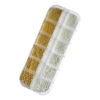 12un Caviar De Metal Dourado E Prata Pedrarias Para Unhas