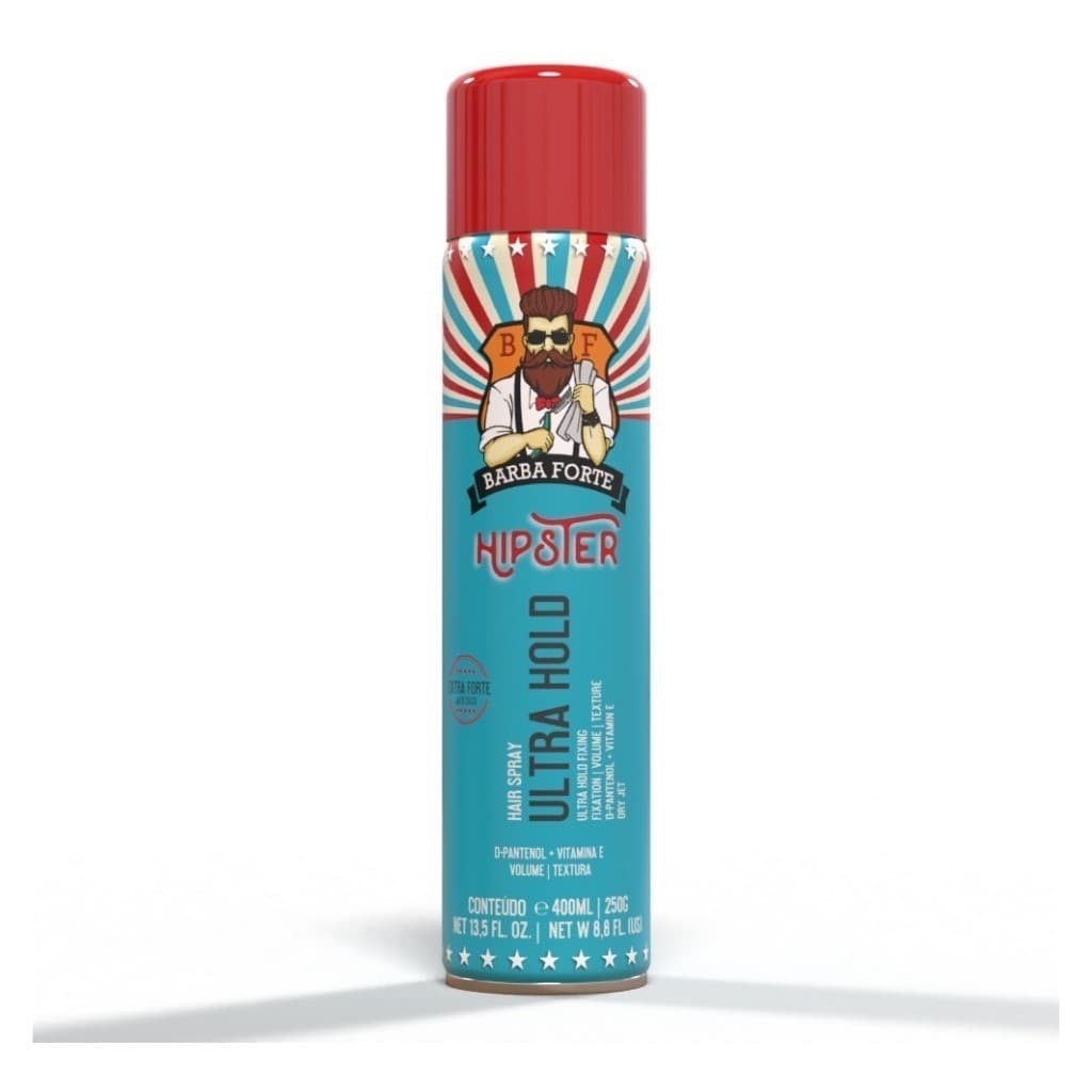 Hair Spray Ultra Hold Hipster Barba Forte Fixação Forte - 400ml