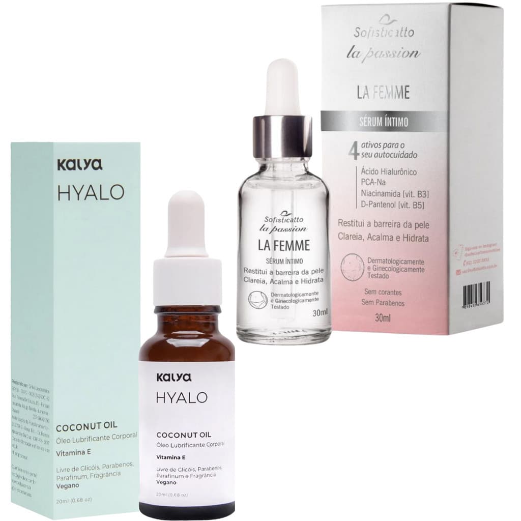 Sérum intimo feminino e óleo de coco hidratante pelvico hyalo KIT 2