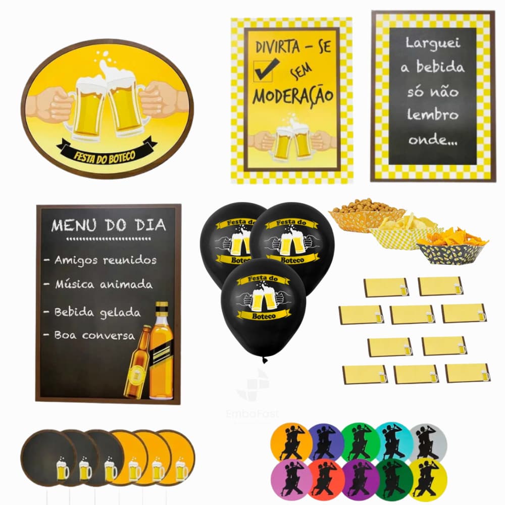Kit Festa Boteco Decoração Completa Aniversário 33 Pçs+25 Bexiga Tema 50 51 Anos Homem Cerveja Fácil