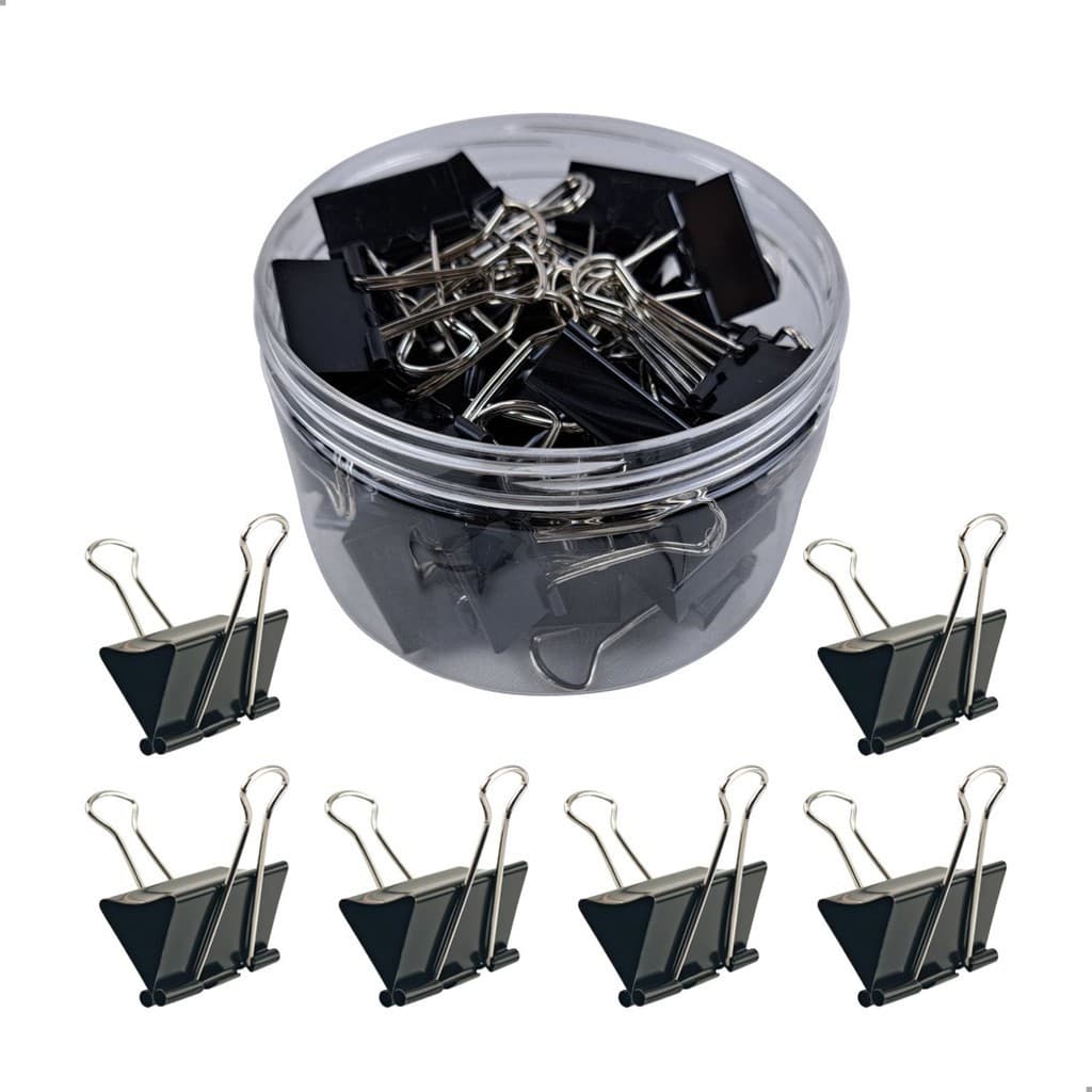 Kit 12 Clips Grampo Prendedor Borboleta De Papel Binder 51mm