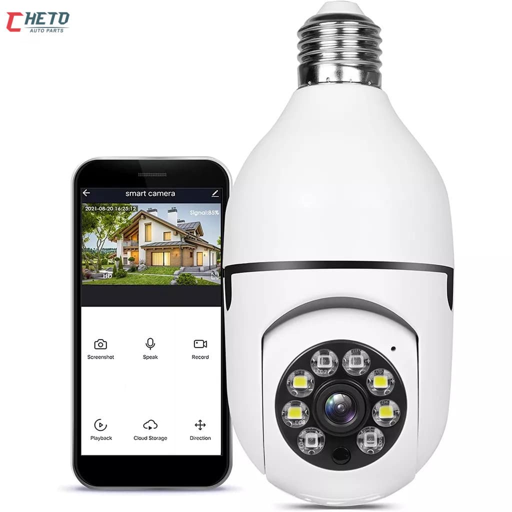Câmera wifi ip sem fio giratória 360 com encaixe lampada bocal rosca ptz full HD visão noturna segurança