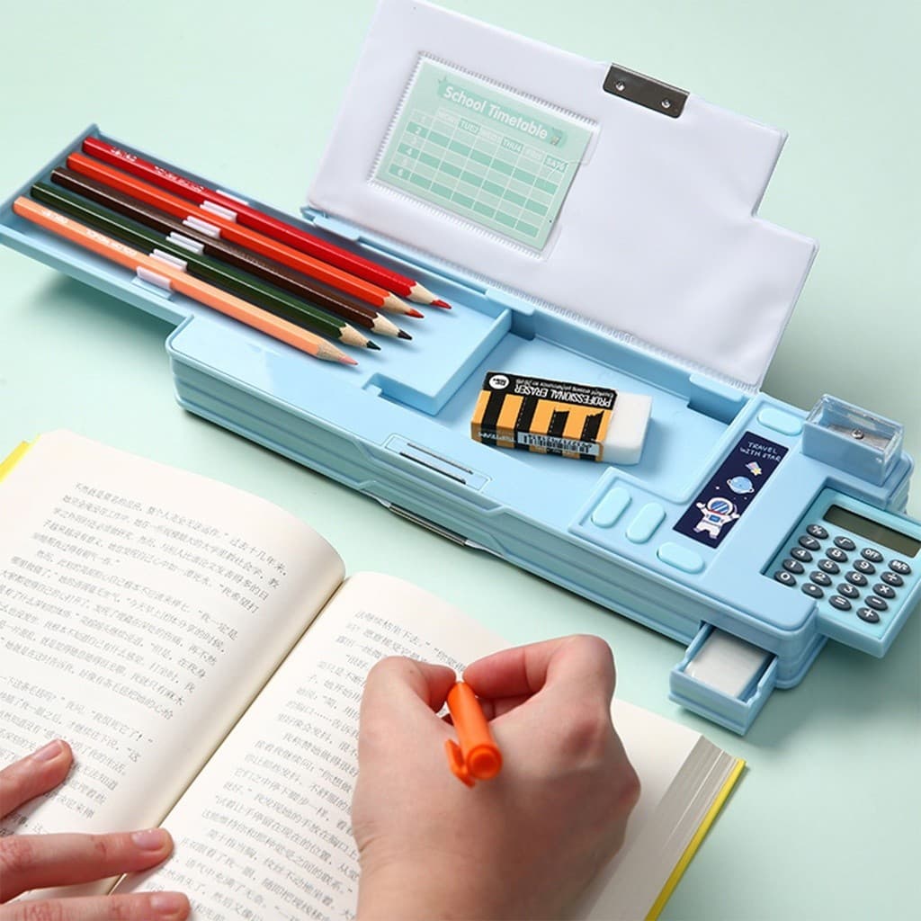 Estojo Multifuncional Para Lápis Meninas Unicórnio Com Calculadora E Afiador De estojo escolar