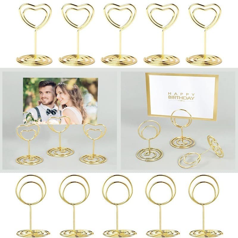 10Pcs Porta-Cartões Metal Place Photo Clip Stands Mesa De Casamento Número Nome Sinal Stand Para Festa De Aniversário Decoração De Casa