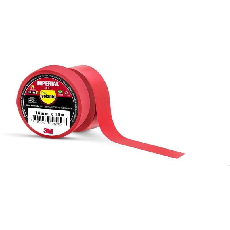 Fita Isolante Imperial VERMELHA 3m 18 Mm X 10 Mt