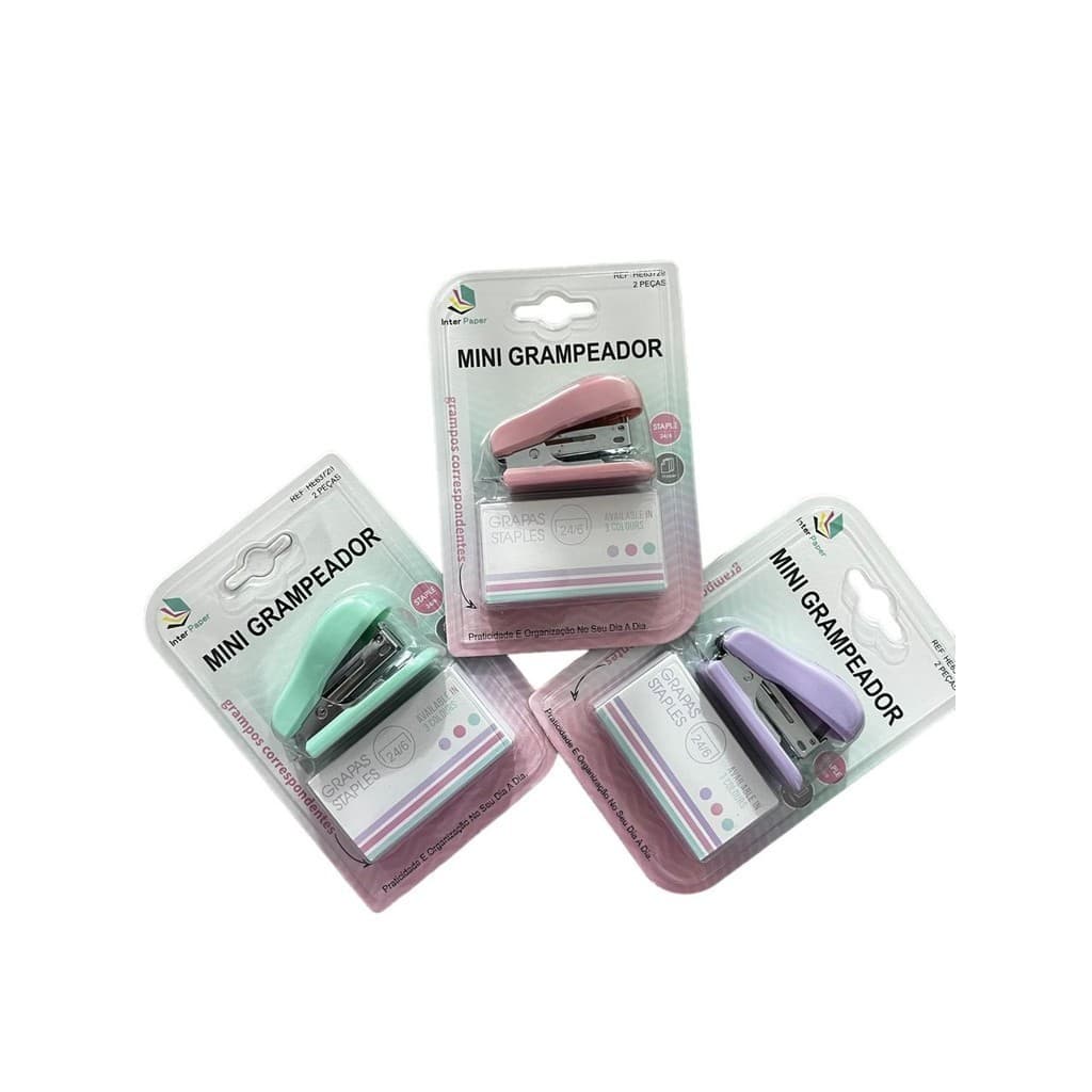 Mini Grampeador Colorido Adequado para 24/6 Portátil Grampos Office
