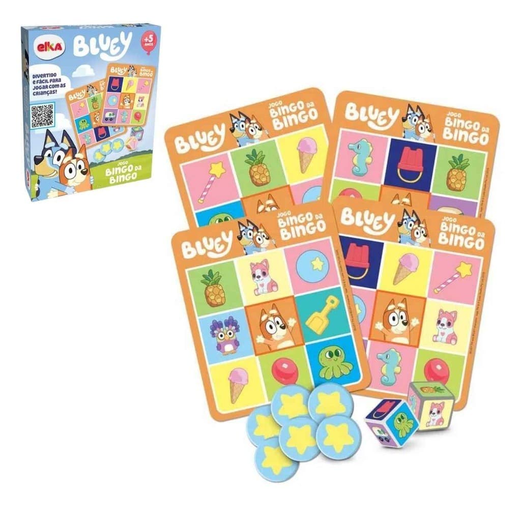 Jogo Bingo da Bingo - Bluey - Original Disney Junior |Elka| Brinquedo Crianças +5 Anos