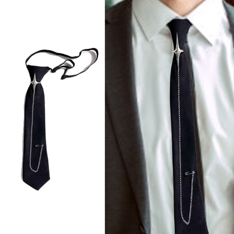 Melhor Unissex Cruzes Pino Corrente Gravata Preta Moda Declaração Acessório Para Uniformes Escolares E Lazer Wear Pré Am