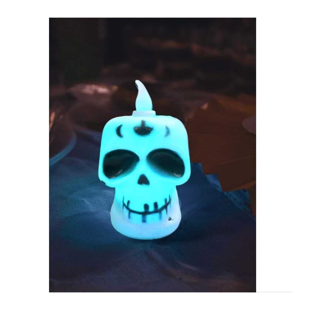 Mini Vela Caveira C/Led Halloween- Unidade