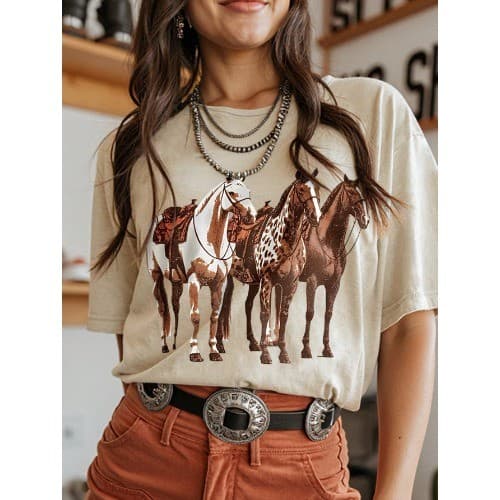Camiseta Feminina  com Estampa de Cavalo Rodeo lançamento envio rapido