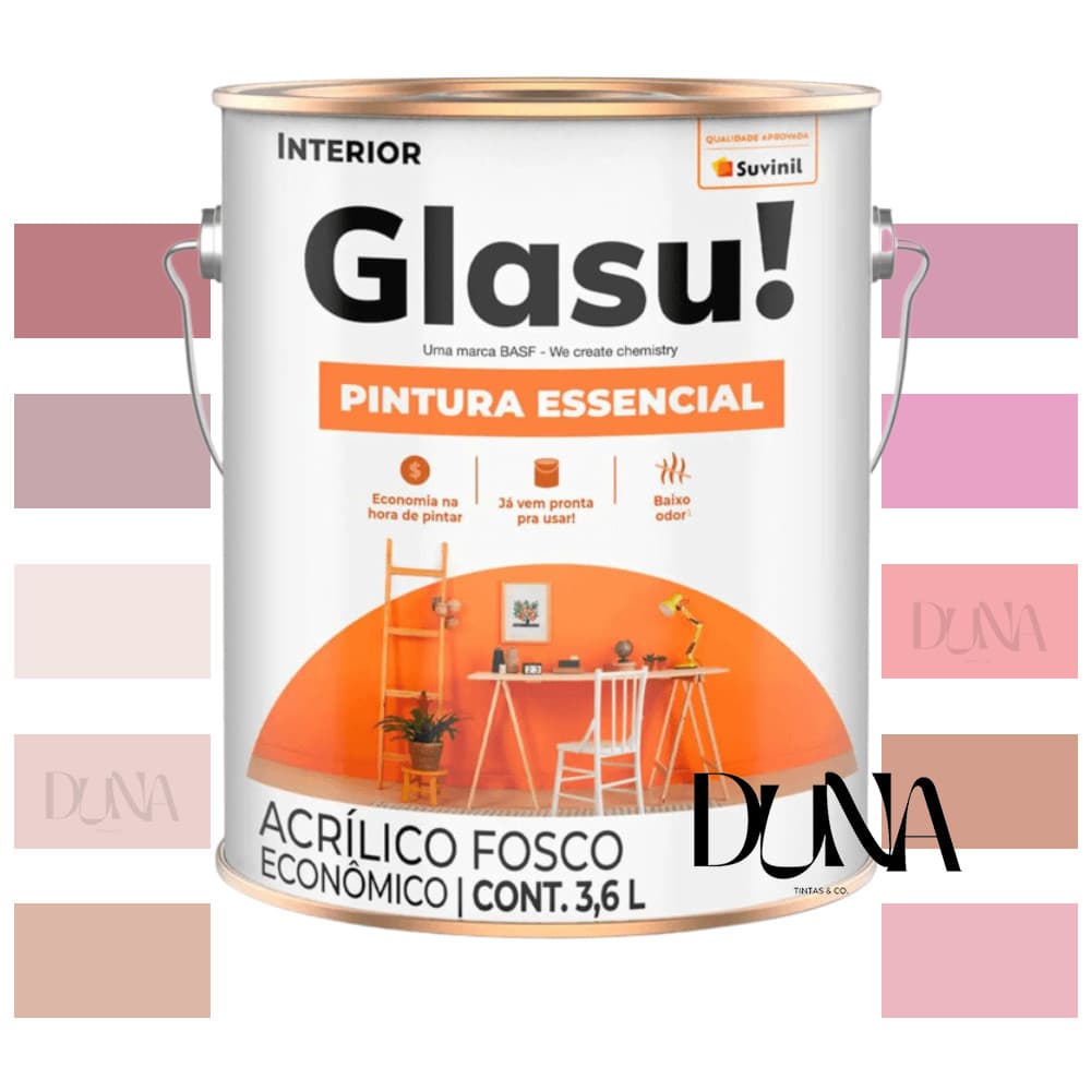 Tinta para Paredes Cores Rosa Glasu Antimofo 3,6L
