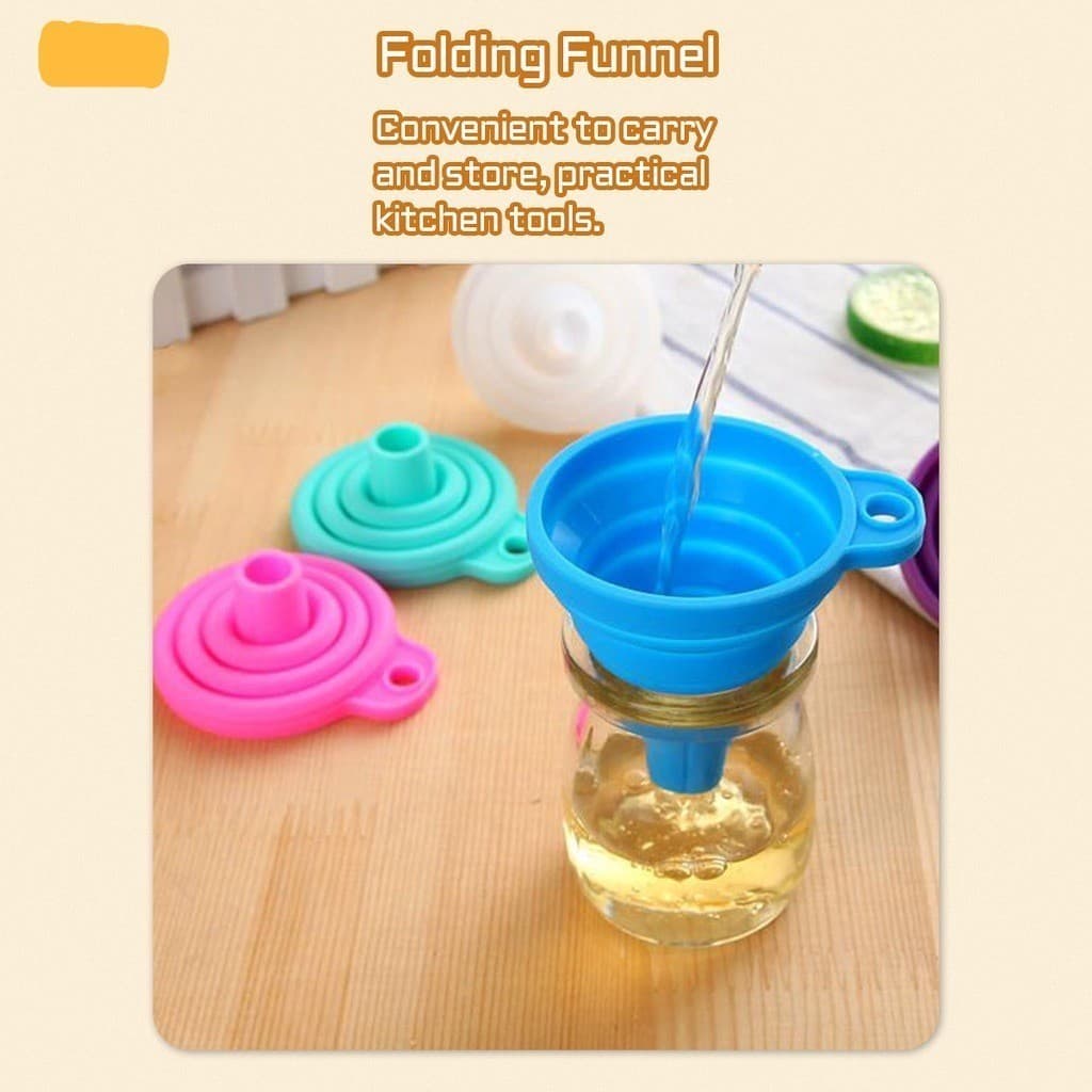 Kit 3 pcs Funil dobrável de silicone para distribuição líquida, Funis longos e telescópicos, Gadgets de cozinha