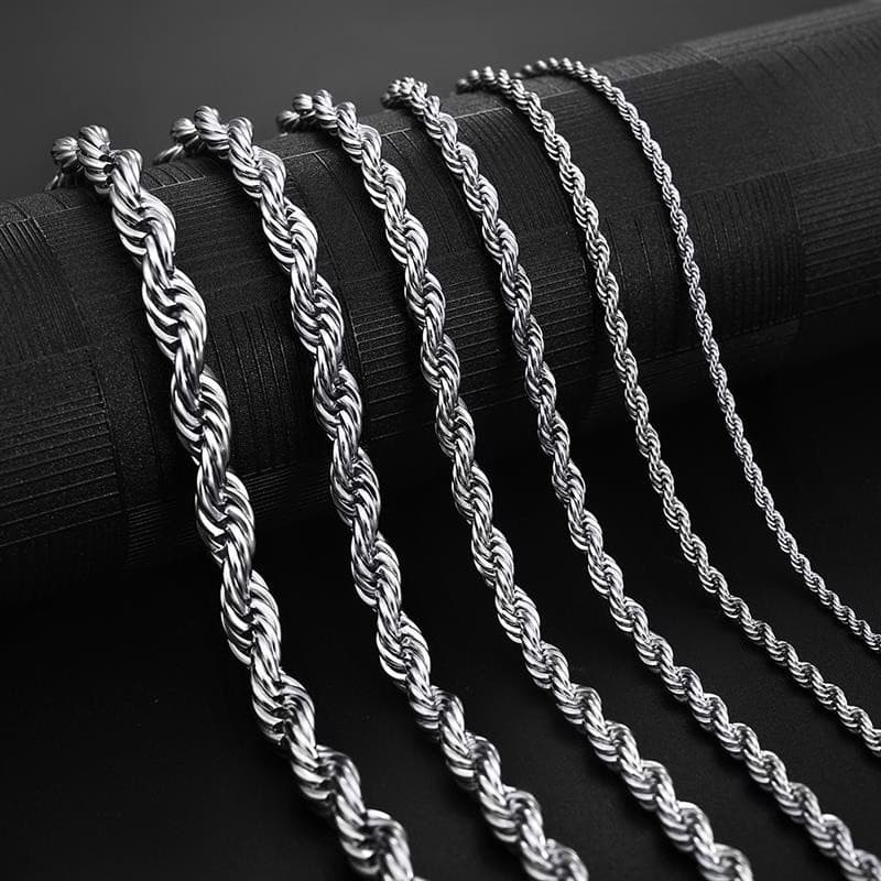 Exclusivo da Italia Cordao Corrente Colar de Aço Inoxidável 3mm-7mm Masculino Feminino