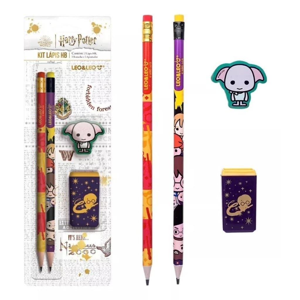 KIT LAPIS HB HARRY POTTER 2 LAPIS APONTADOR BORRACHA - LEO E LEO
