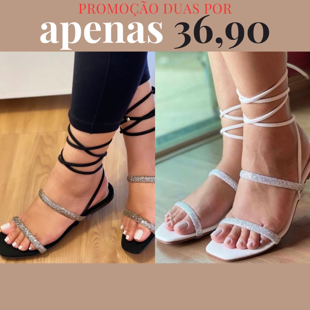 2 Par de Rasteirinhas Brilhantes e Encantadoras Por Apenas 36,90 - 2Luxo