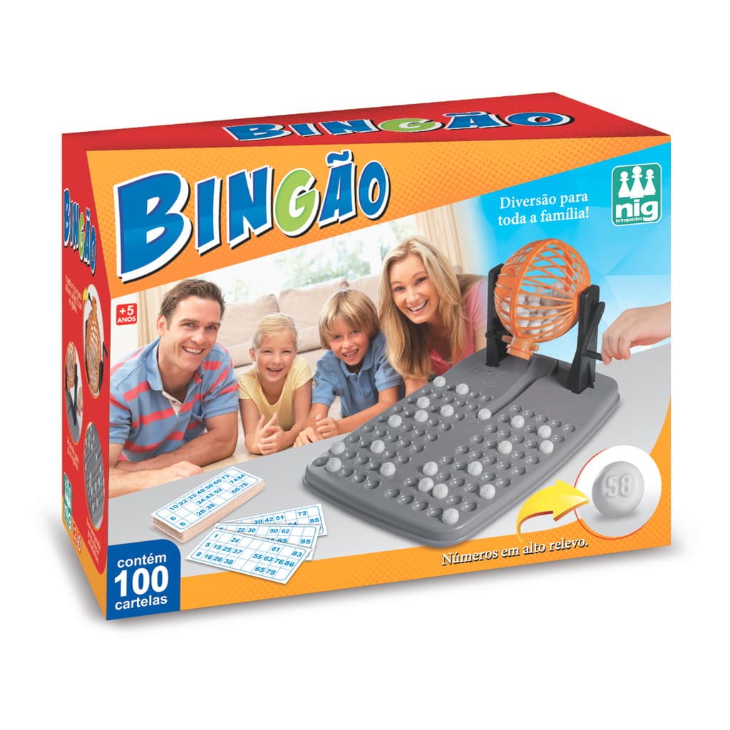 Bingo Jogo Completo Bingão com 100 Cartelas Nig Brinquedos