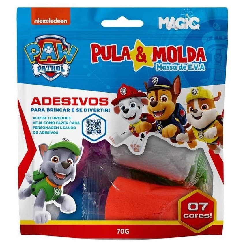 Pula & Molda - Massa de E.V.A - 7 Cores - Paw Patrol - Azul