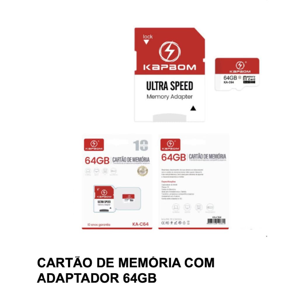 CARTÃO MEMORIA 64GB GB CLASSE 10 KAPBOM