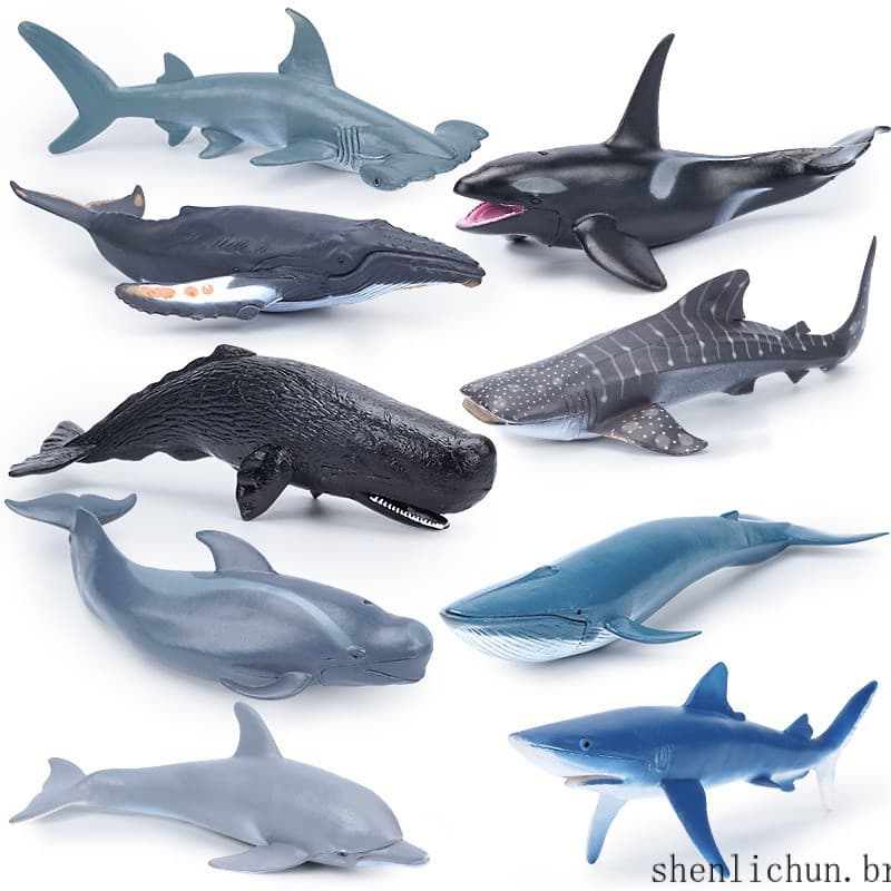 20CM Modelos de Simulação de Animais Marinhos Tubarão Baleia Golfinhos de Plástico Brinquedos para Bebês 028 A9HY
