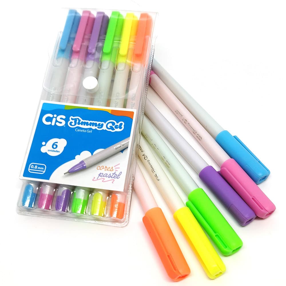 Caneta Jimmy Gel Pastel - 6 Cores