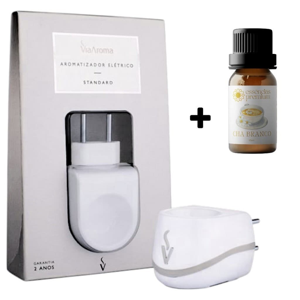 Difusor Aromatizador Elétrico Standard Bivolt Via Aroma e Essência Chá Branco 15 ml
