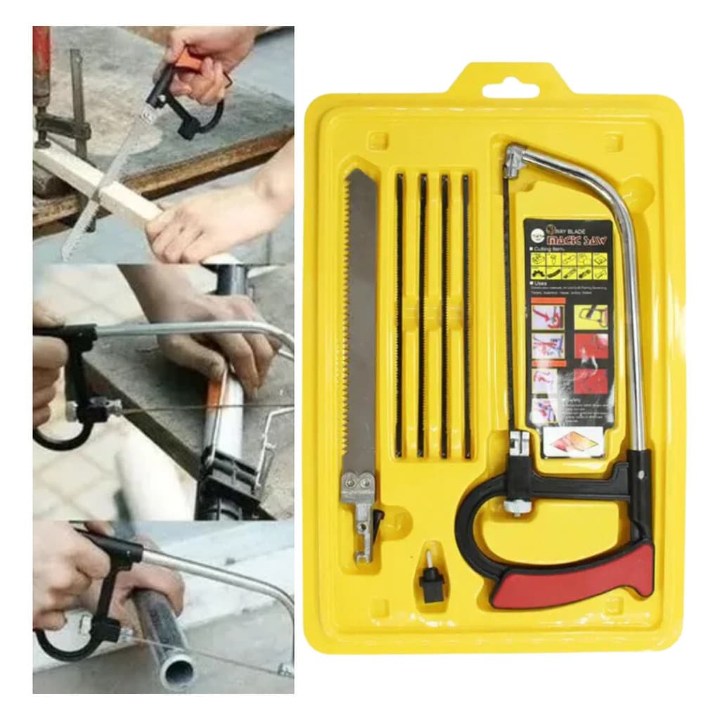 Kit 8 Peças Arco De Serra Mini Serrote Tico Tico Manual  Cortador de Piso Multifuncional