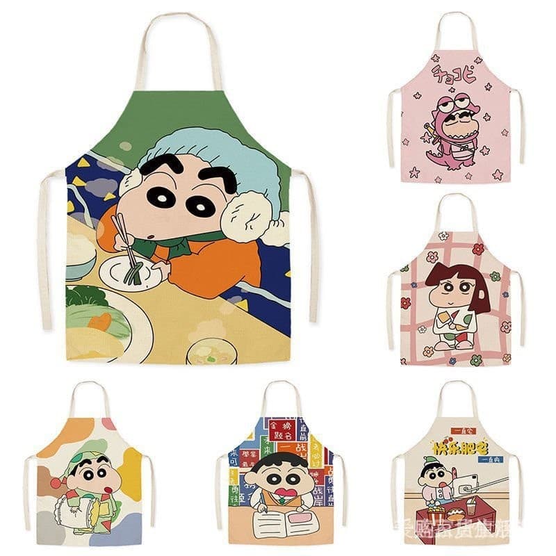 Avental avental avental Lápis de cera Lápis de cera Shin-Chan Cartoon Adulto Anti-Incrustante Avental sem mangas Roupa de trabalho Cozinha Cozinha Cozinha Cozinha Limpeza da cintura 5 /4