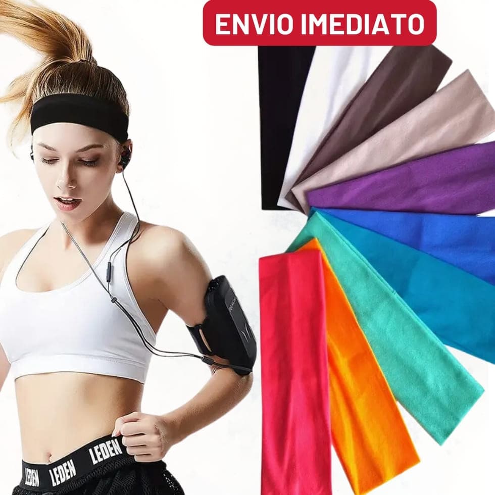 KIT 2 Faixa de Cabelo Tiara Elástica Esportiva Headband Lisa