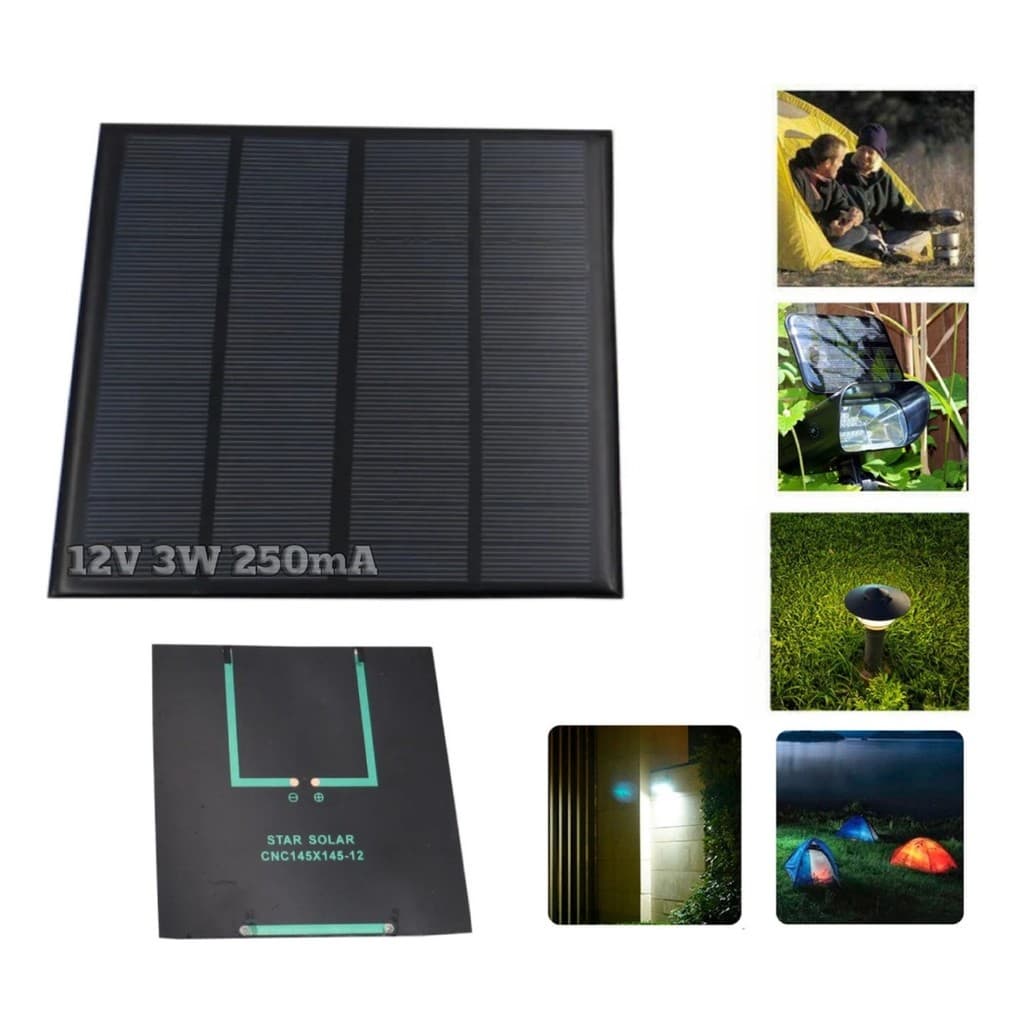 Mini Célula Solar 12v 3w 250ma Placa Painel Carregador