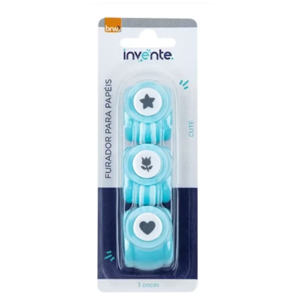 Kit Furador de Papel Shine (Estrela/Flor/Coração) 10mm - BRW