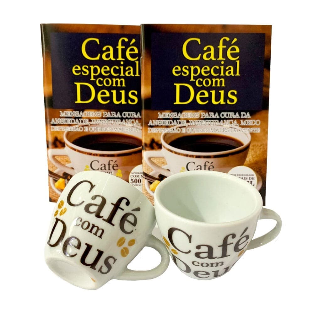 Kit Com 2 Canecas e Devocional Café Especial Com Deus 50ml