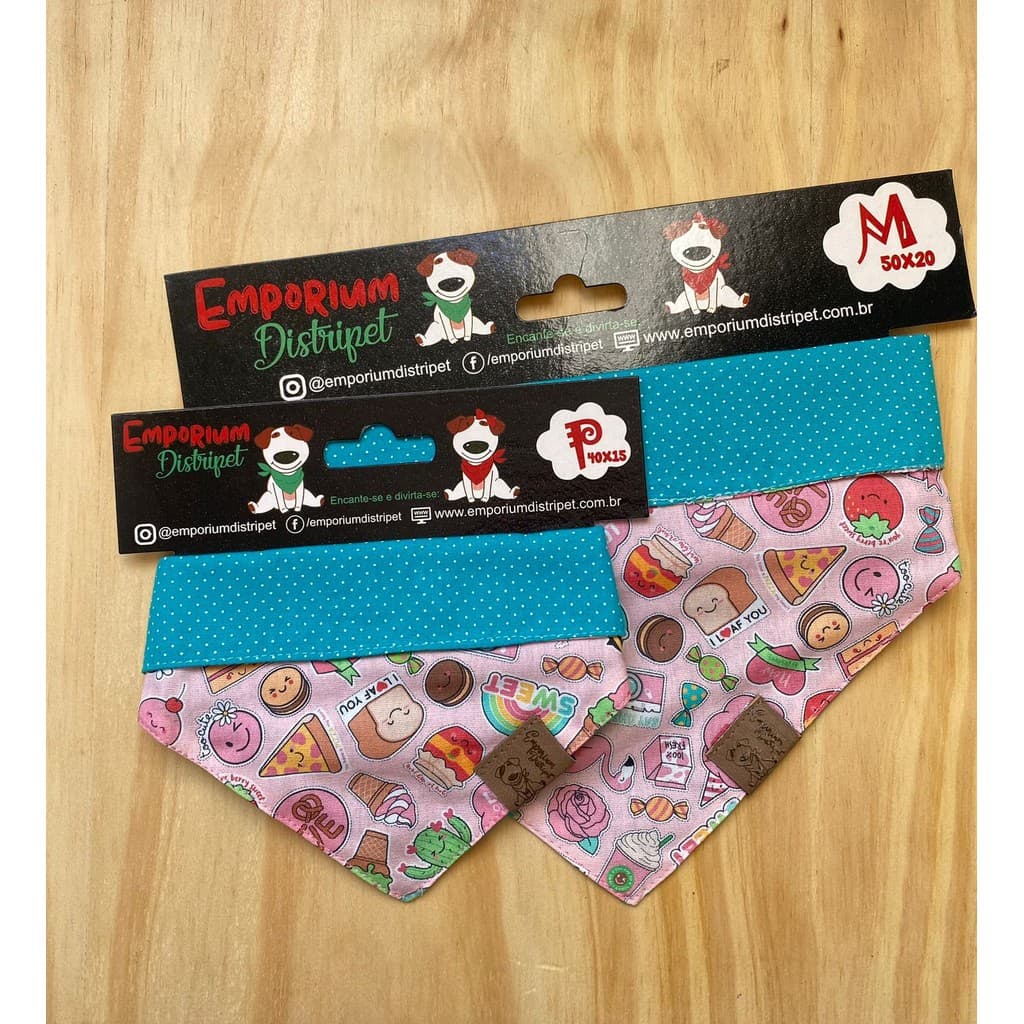Bandana Sweet Rosa Dupla Face Emporium Distripet Tam M