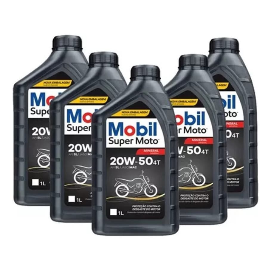 5 Litros Oleo Mobil 4t Super Moto 20w50 Mineral Api Sl Ma2