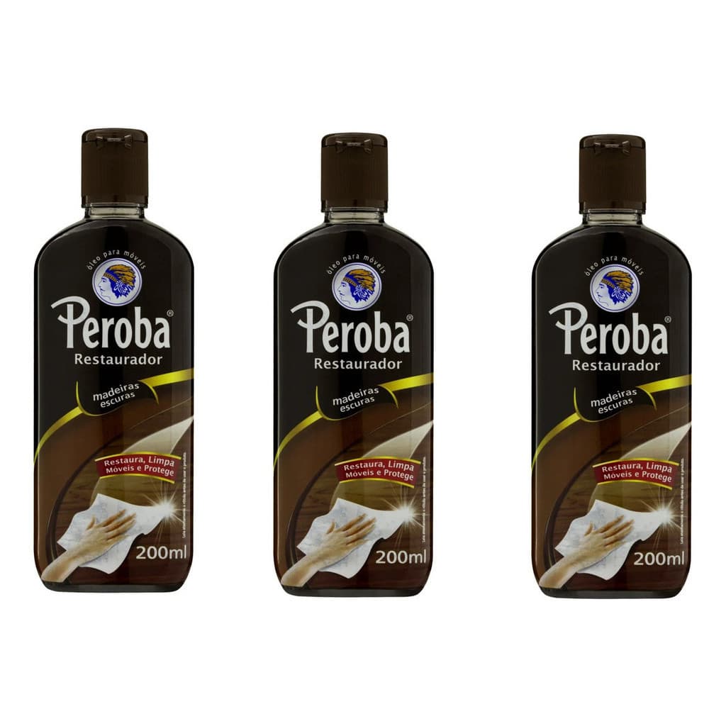 Kit 3 Óleo Restaurador Peroba Madeiras Escuras 200ml