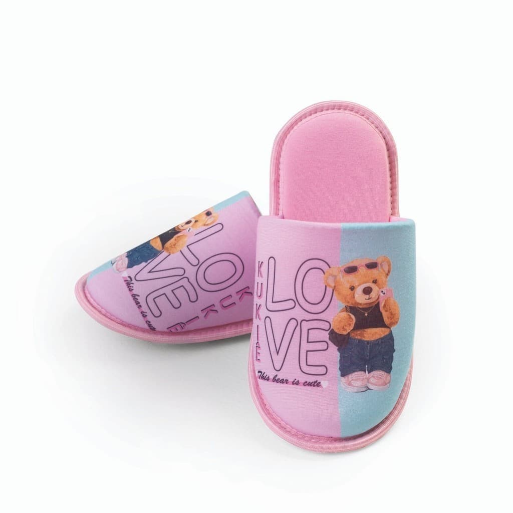 Pantufa Teddy Bear Infantil Urso Fofo Desenho Meninas Crianças - Chinelo de Quarto Casa Slide Nuvem Babuche Chinelinho