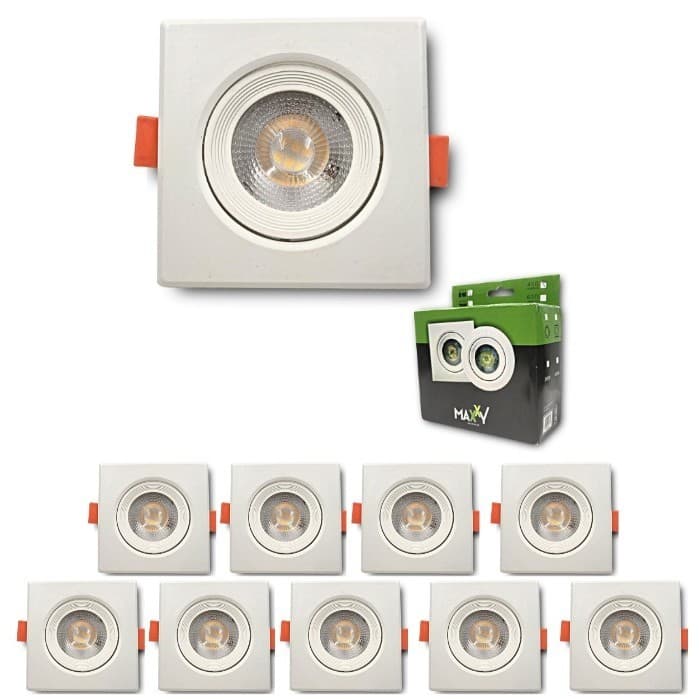 Kit 10 Spot Dicroica Quadrado Direcionável Led Smd 3w Frio 6500k