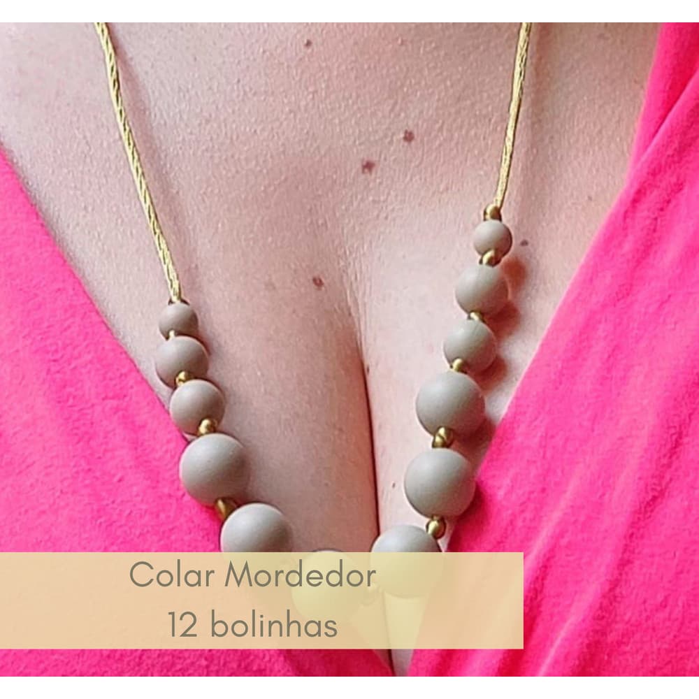 Colar Mordedor 12 Bolinhas Bebês Silicone