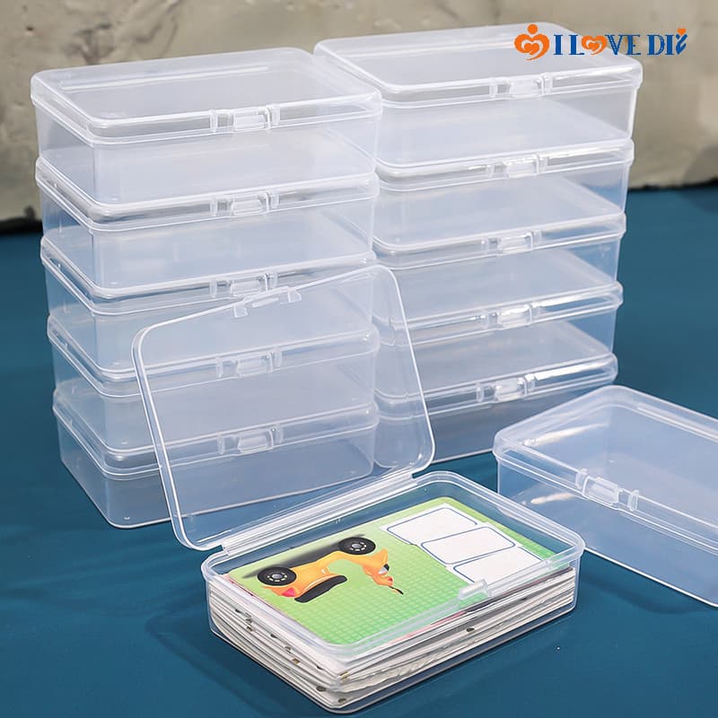 6/10 Pcs Cartões De Jogo Portáteis Estojos Para Postais-Mini Caixa Plástica Transparente Armazenamento De Jóias-Organizador De Cabos De Dados Com Economia De Espaço