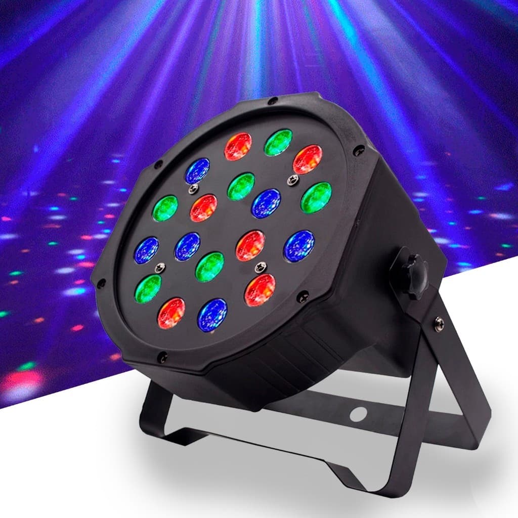 Canhão Refletor Led Strobo 18 Leds 18w Rgb Dmx Bivolt Iluminação Para Festas