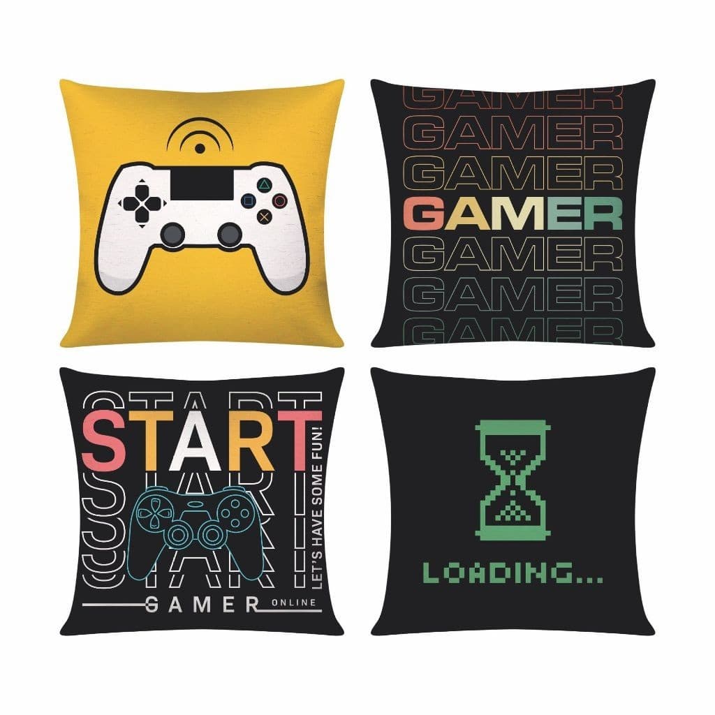Kit c/ 4 Capas de Almofada Decorativas Estampadas 45x45 - Gamer