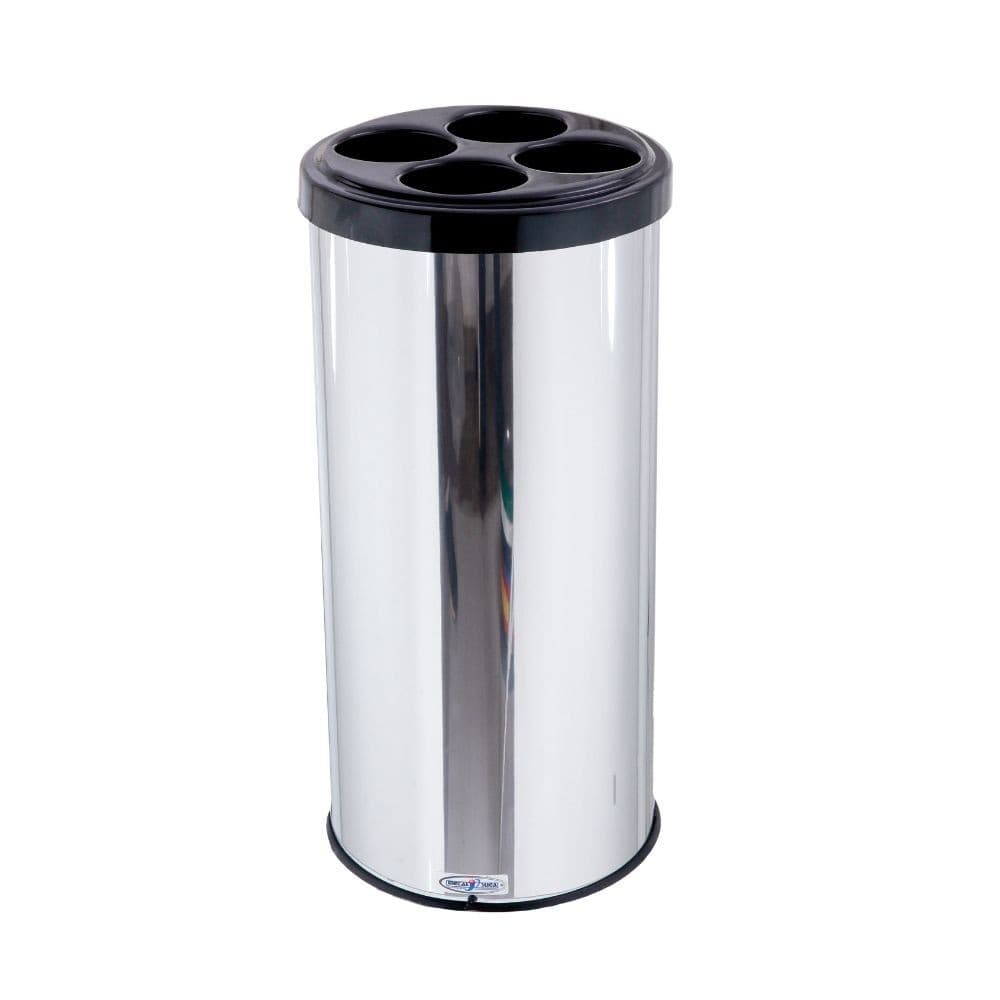 Lixeira de Copos Descartáveis Redonda Inox Espelhada Ideal Para Hospital Empresas 25L