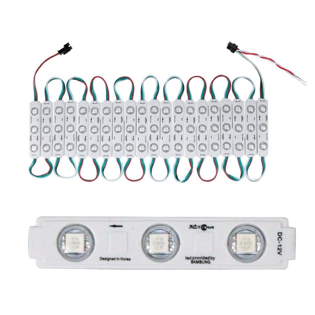 Kit 20 Módulo Led 3 Led Rgb 5050 12v 1,5w Colorido