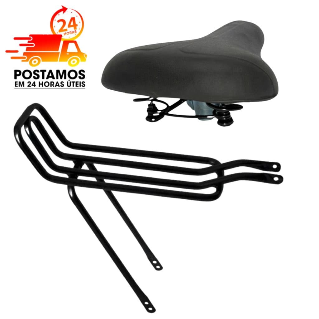 KIT BAGAGEIRO RABETÃO MAIS BANCO SELIM DUAS MOLAS MTB