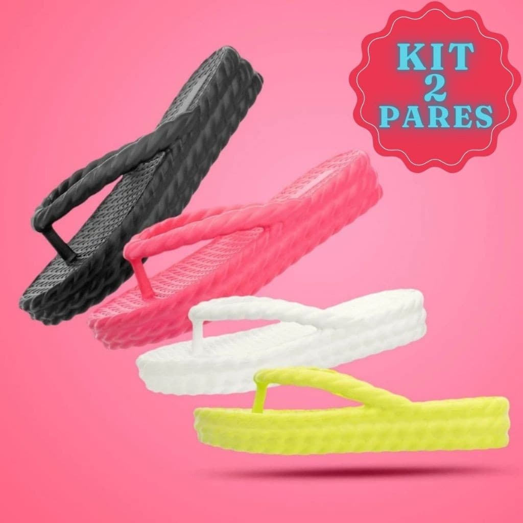 Kit 2 Pares Chinelo Feminino Ortopédico Nuvem Plataforma 3 Tranças Leve Confortável Envio Imediato